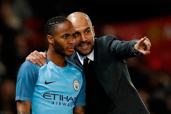 Guardiola y Sterling. Foto: Reuters sterling-guardiola