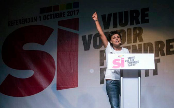 Anna Gabriel, en el acto central de la CUP. Foto: EFE cup-huelga