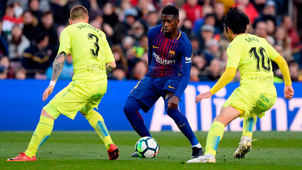 Dembélé en el partido de Liga, Barcelona - Getafe. Foto: AFP dembele-barcelona-getafe