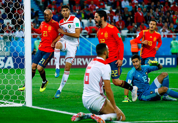 Isco celebra el gol de España contra Marruecos. Foto: Fabrizio Bensch | Foto: Reuters isco gol espana marruecos