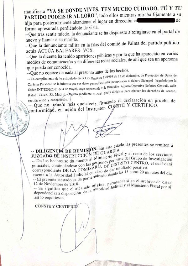 azra denuncia palma 2