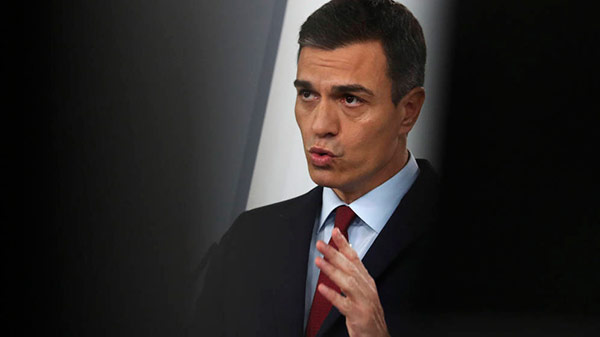 Pedro Sánchez durante su comparecencia en Moncloa. Foto: Reuters pedro sanchez eta