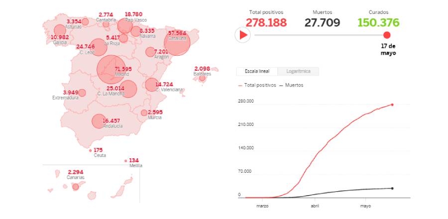 mapa coronavirus comunidades autonomas